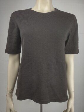 Escada dark brown 100% Wool short sleeve round neck sweater ladies size 38 Small